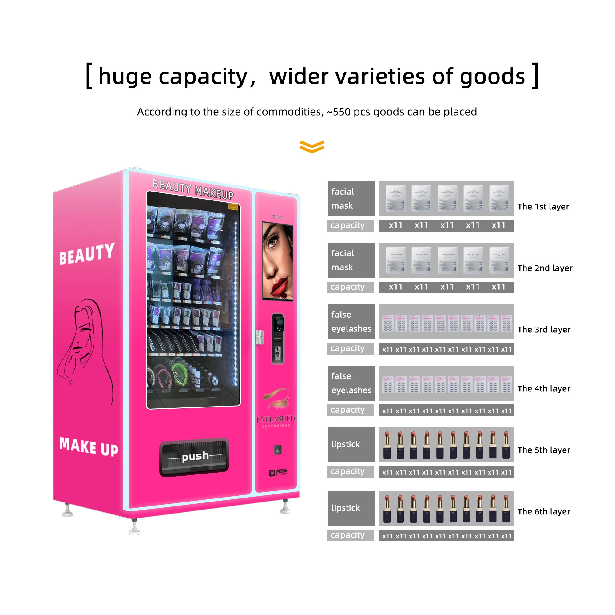 JSK Automatic Cosmetics Vending Machine with Touch Screen Distributeur Automatique for Makeup and Beauty Products