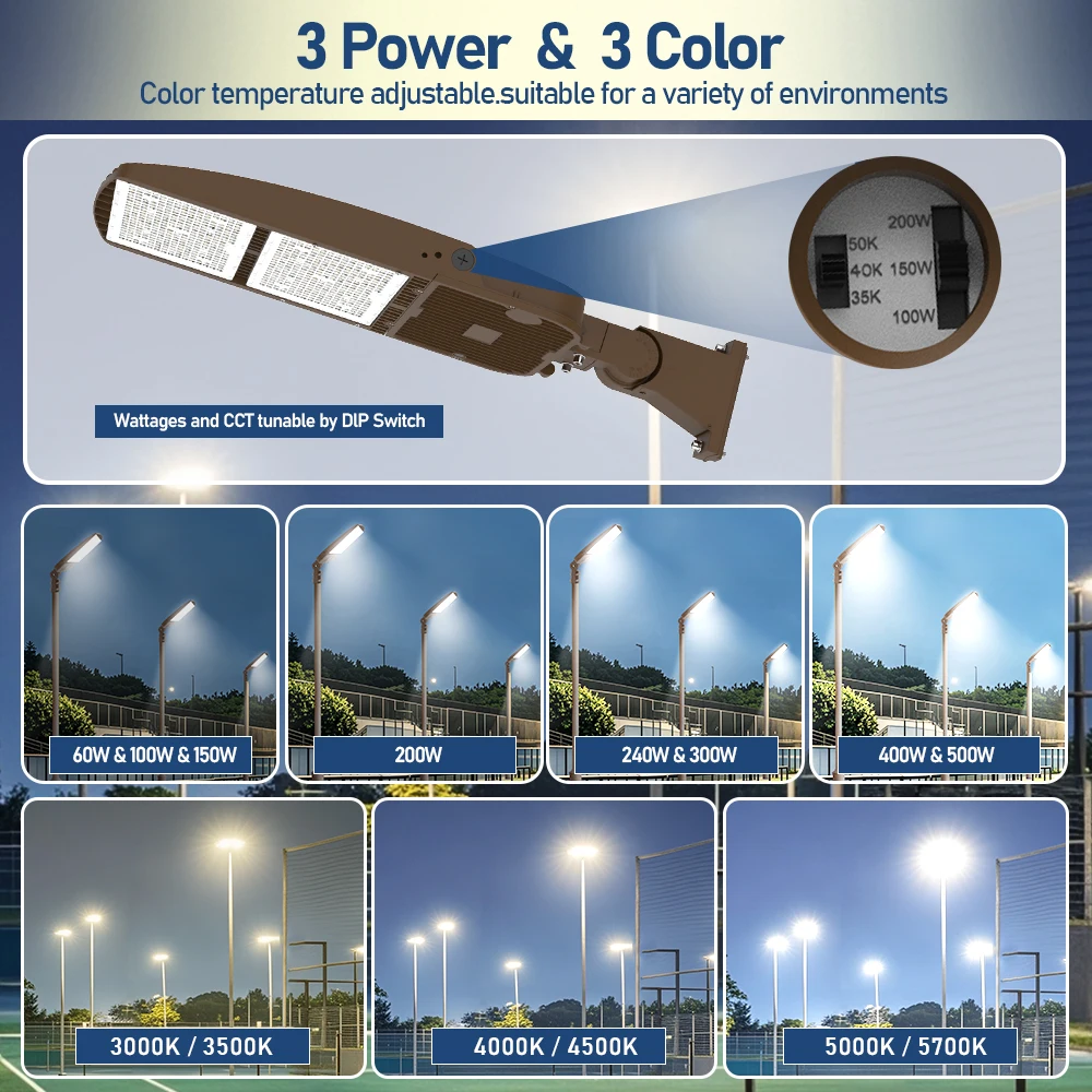 OEM Factory Direct Parking Lot Shoebox Area Light Ul 100W 200W 240W 300W 500W Dimmable Waterproof Lamp Led Street Light