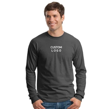 Custom Logo Printing Long Sleeve O Neck T-shirt Casual Blank 100% Cotton Wholesale T Shirts For Men