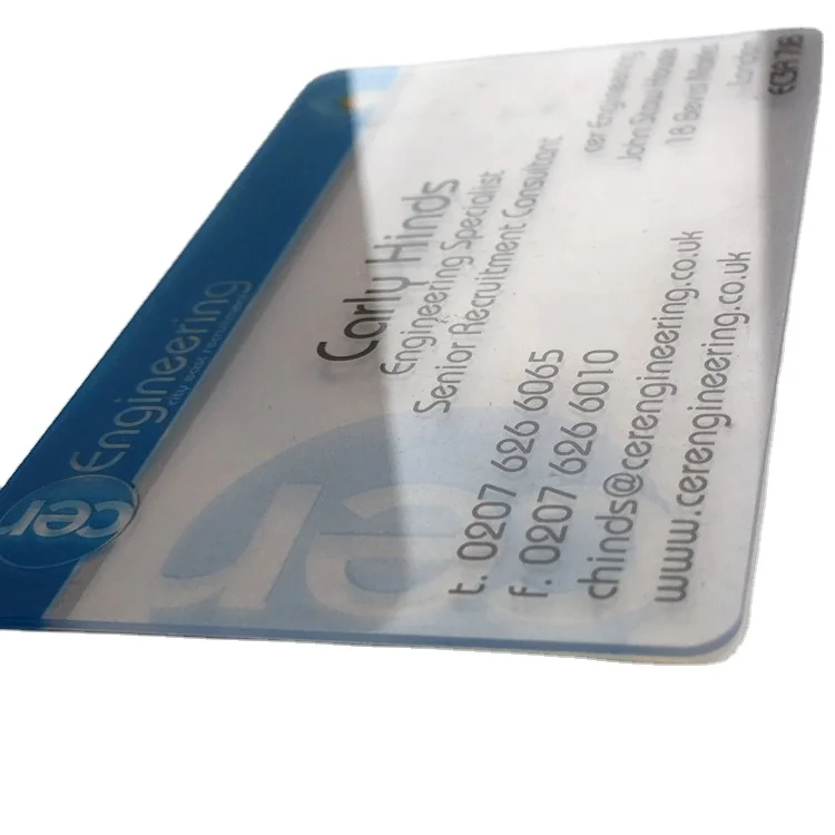 2021 Full Color Printing Credit Card Visa Standard RFID clear Plastic Cards Apply to Lamination Machine to Print Business Card