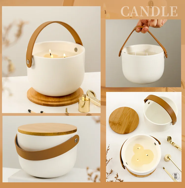 Wholesale Unique 3 Wick Large Candle Jar Nordic Custom White Luxury