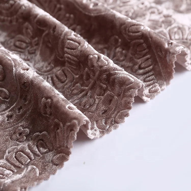 High Quality Embossed Devore Blush Elastic Velvet Fabric