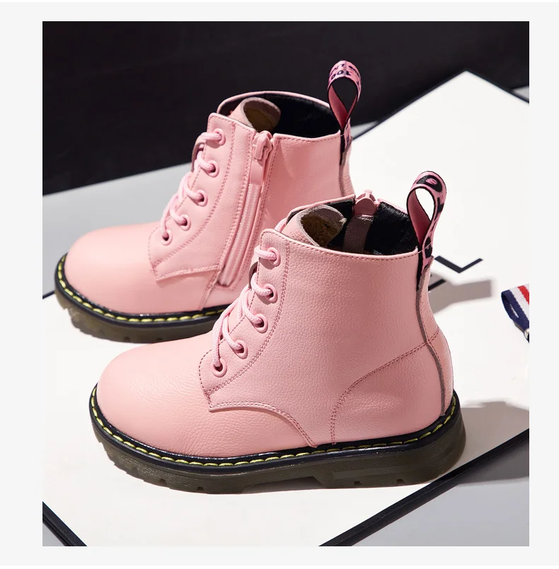 Детские Ботинки Martin, ботинки для девочек и мальчиков, осень и зима, новые кожаные детские ботинки
