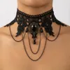 Black Rhinestone Tassel Choker