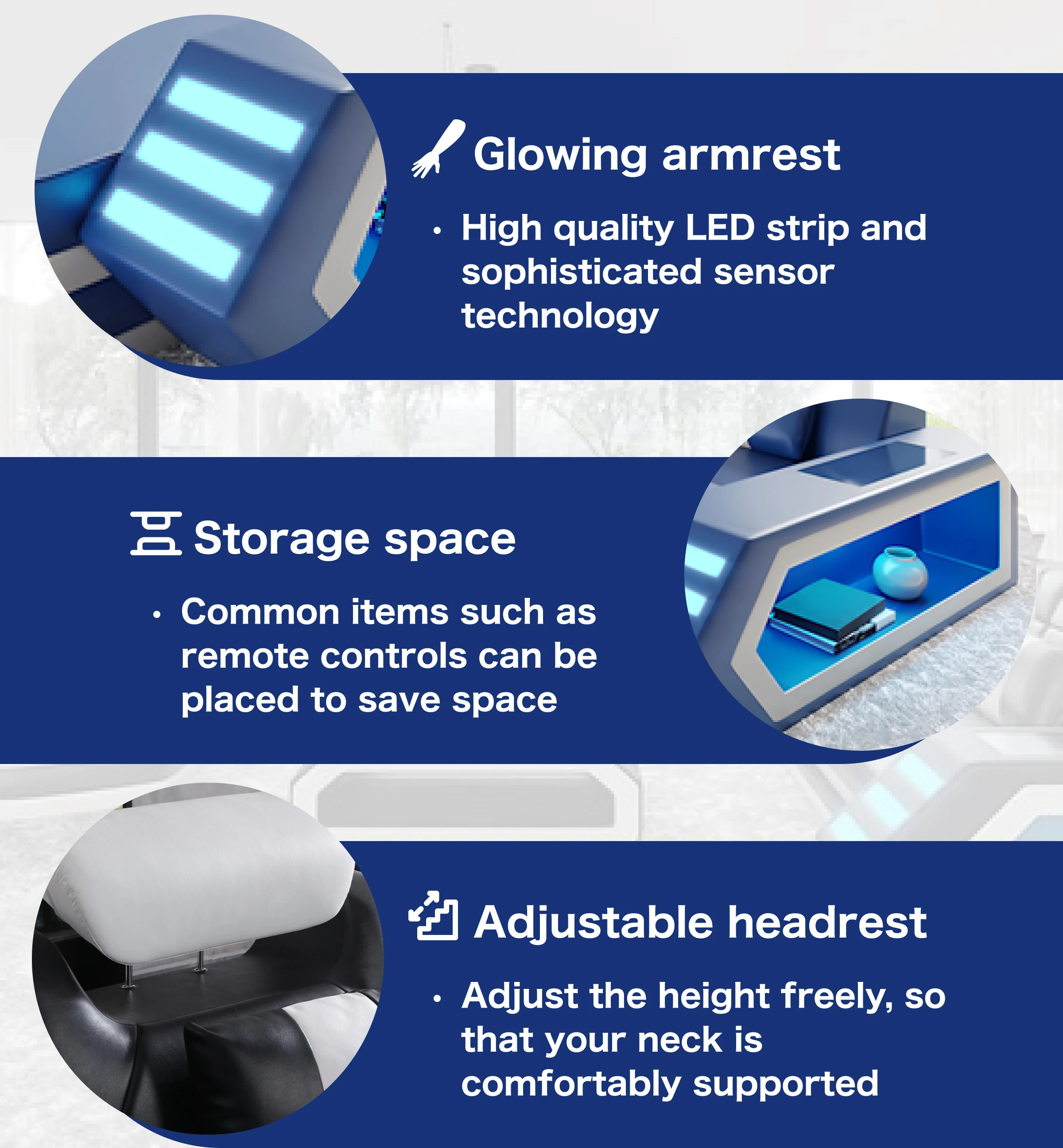 Modern Leather Fabric Set With Adjustable Feature Grey And Gold Velvet Sectional White Cloud