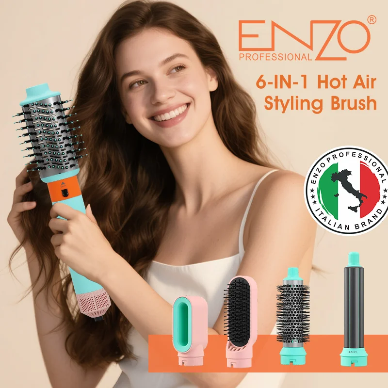 Plancha y moldeador eléctrico ENZO EN-4140 6 en 1 para pelo