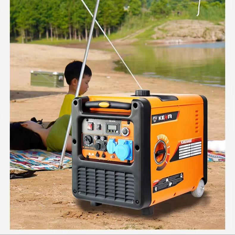 Benzinli İnvertör Sessiz Jeneratör, Elektrikli Başlatma, 4kW 50Hz Taşınabilir Ev Acil Durum Jeneratörü