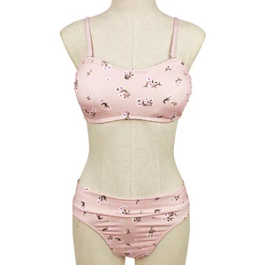 Wholesale Floral Print Spandex/Nylon Swimwear Beachwear Fat Ladies Quick Dry Breathable Two Piece Women's Bikini Set Plus Size