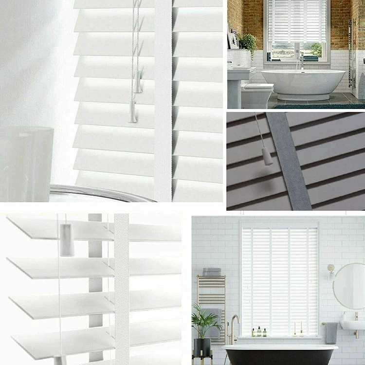 Luxury Look 50mm Slats White Grey Fittings Included Faux Wood Window Tape Venetian Blinds