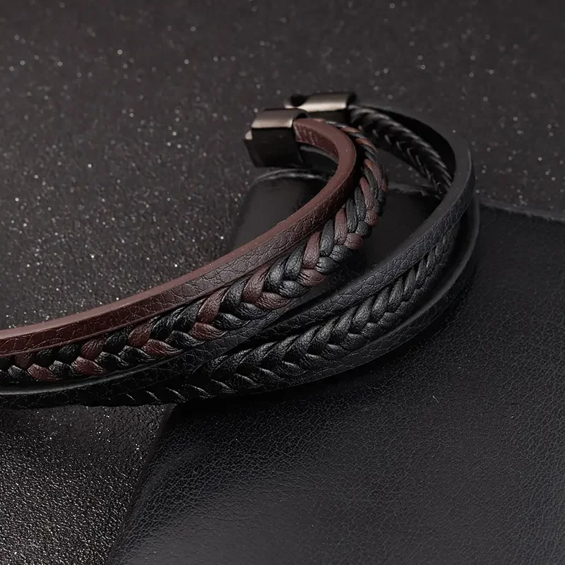Mixed Color Leather Bracelets 3 Layers Good Quality Genuine