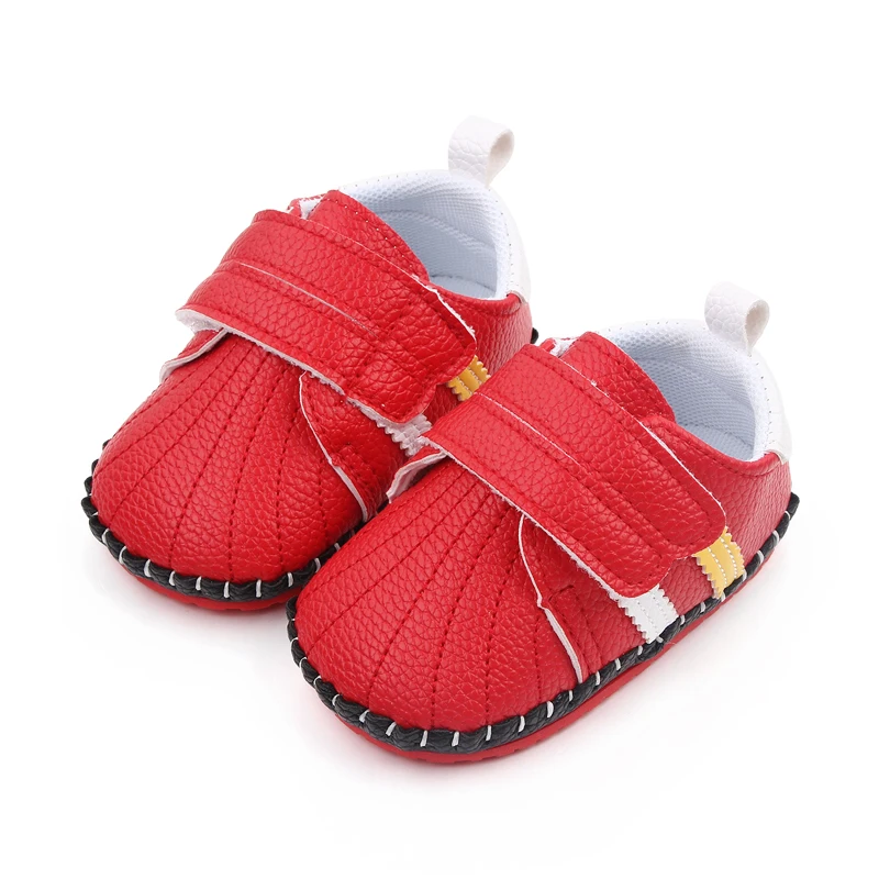 Spring and Autumn Solid Color Striped Shell Head Baby Soft Sole Small White Shoes for Walking manufacture