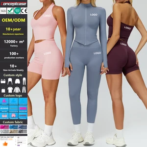 Custom Fabric Style Color Logo Quick Dry Seamless Sportswear Women Conjunto De Yoga Clothes Suit Gym Fitness Sport Yoga Wear Set