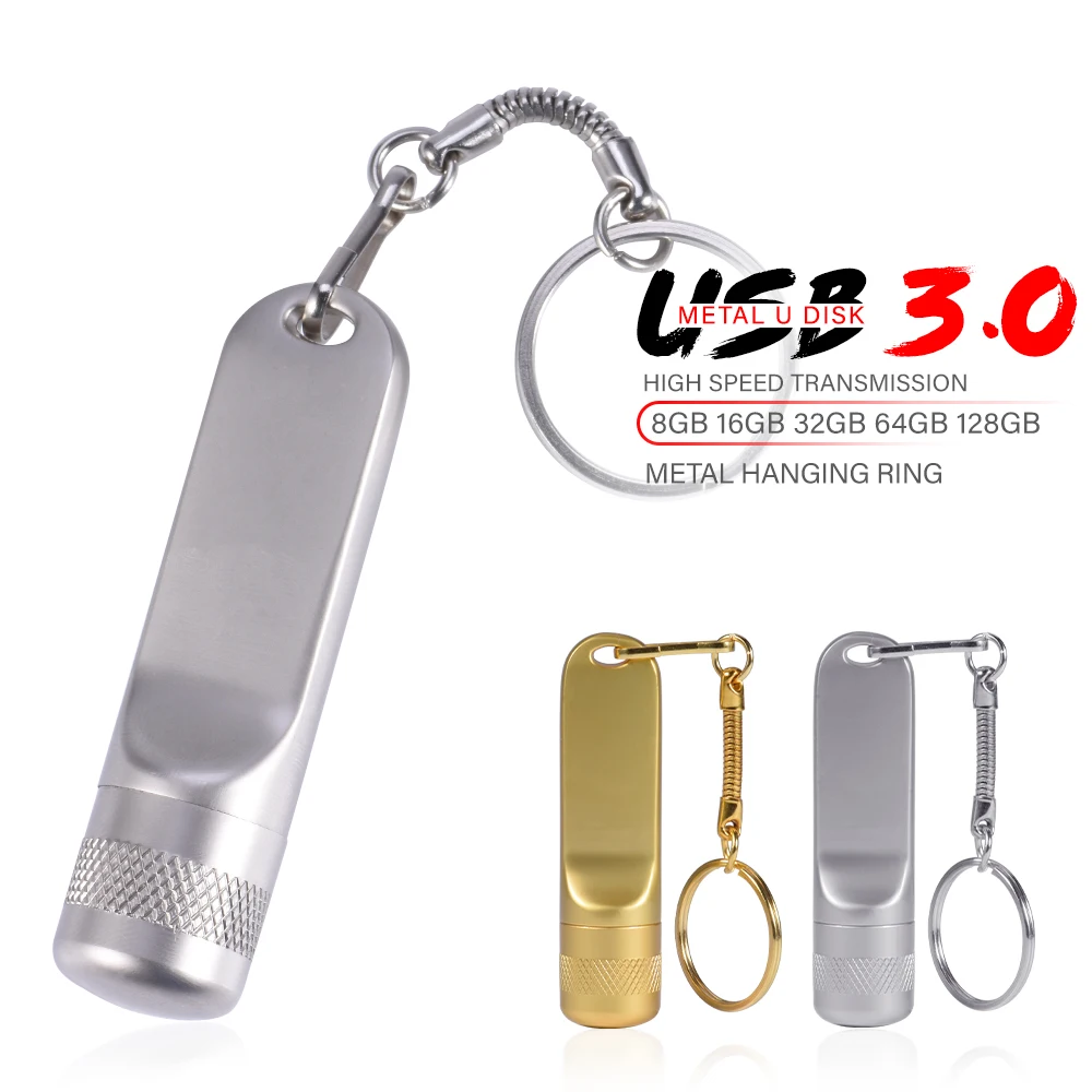 Custom Logo Metal USB 3.0 Pendrive Key Chain New 2GB 4GB 8GB 16GB USB Flash Drive Memory Stick Mini Pen Drive FlashDisk