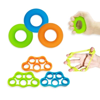 6pcs Silicone stress Relief Therapy fitness finger trainer exerciser hand grip strengthener exerciser