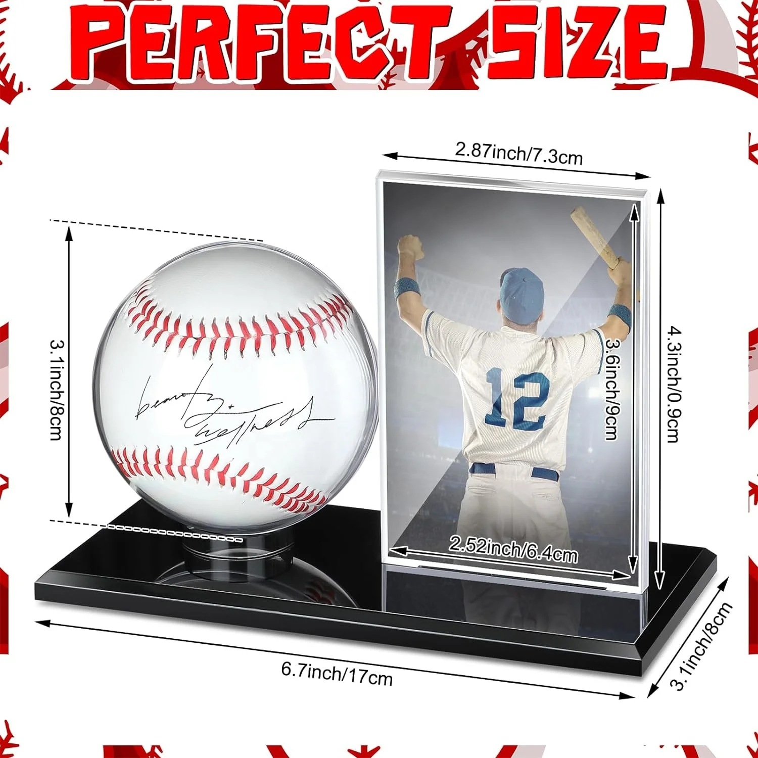 TOGEVAL Boîte De Rangement Balles De Baseball Transparente UV - Présentoir Souvenirs Et Autographiées