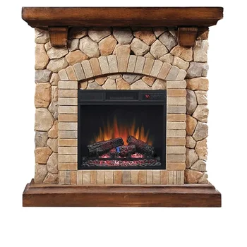 Wall-mounted electric fireplace with  fireplace mantel shelf living room furniture