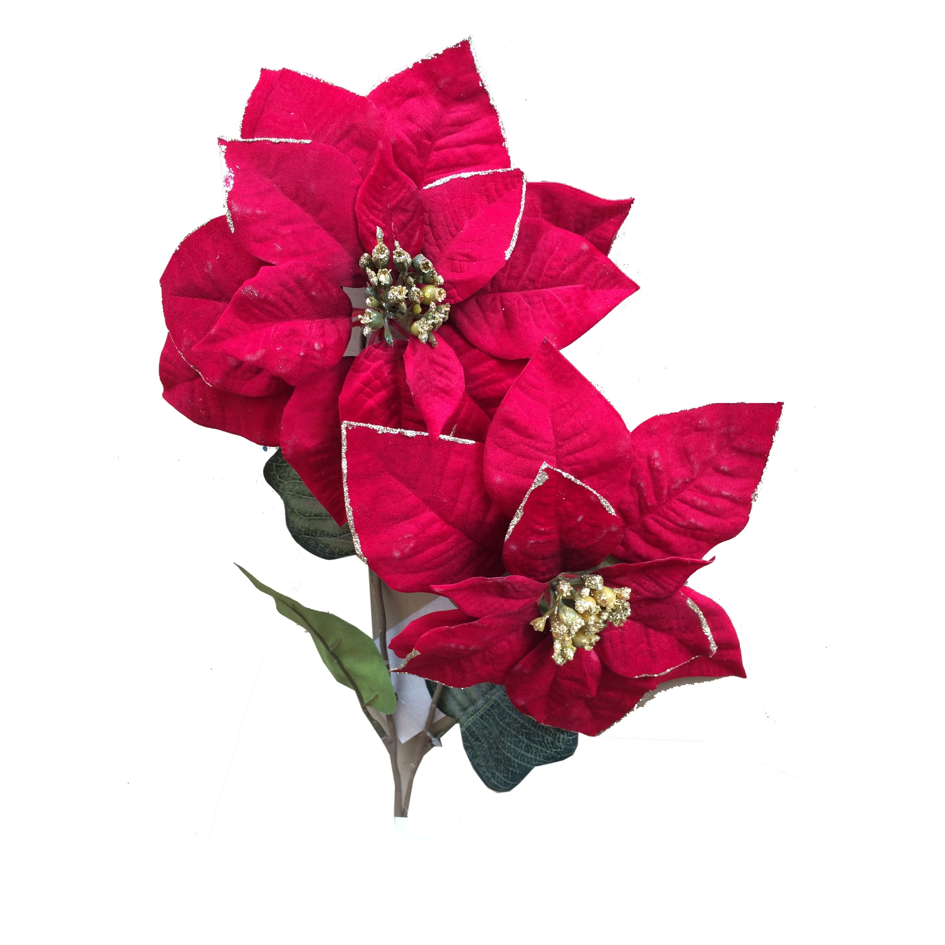 Artificial Velvet Silk Christmas Tree Ornaments Flower For Party