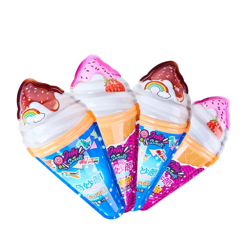 Лидер продаж, конфеты jollycandy, чудесный конус с красочным мороженым, шоколадное яйцо с печеньем и игрушкой-сюрпризом