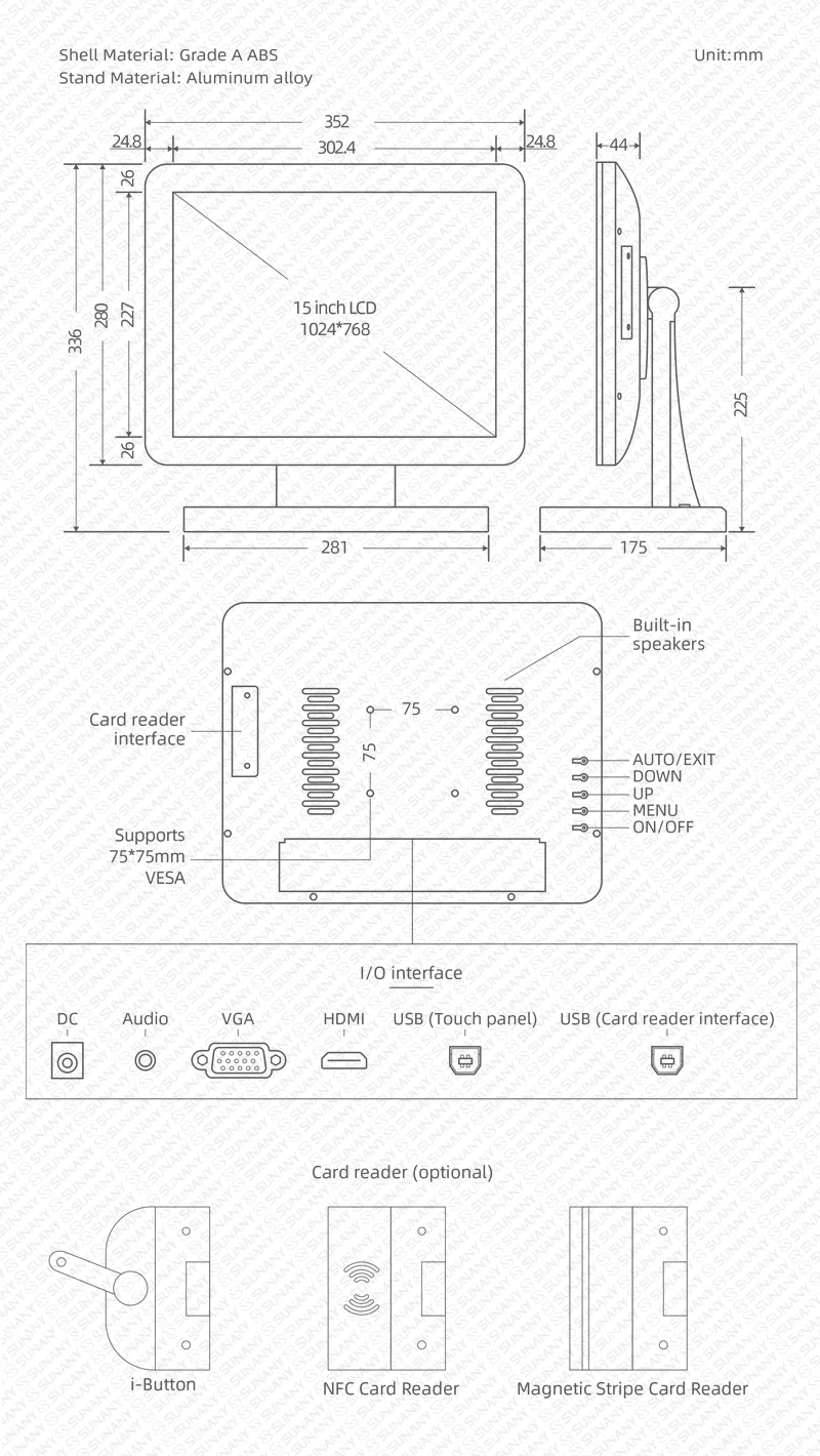 Industrial Touch Screen Monitor Display All in One Pc Touch Screen ...