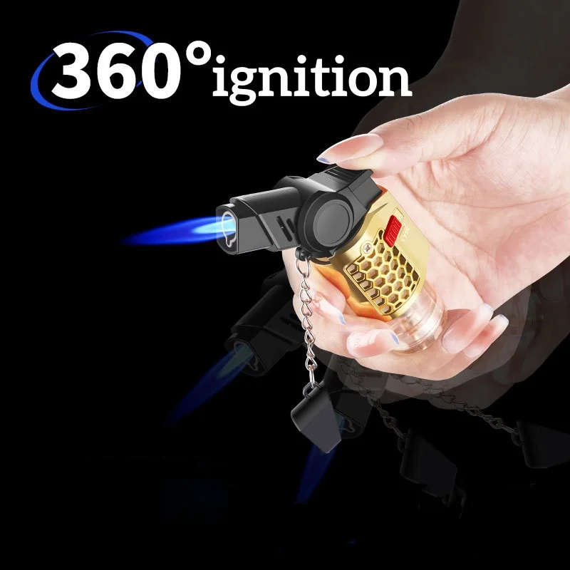 Butane Refillable Torch Lighter, Rotatable Head, Windproof, Multi Utility Mini Lighter for Candles Fireplaces Campfires Grill