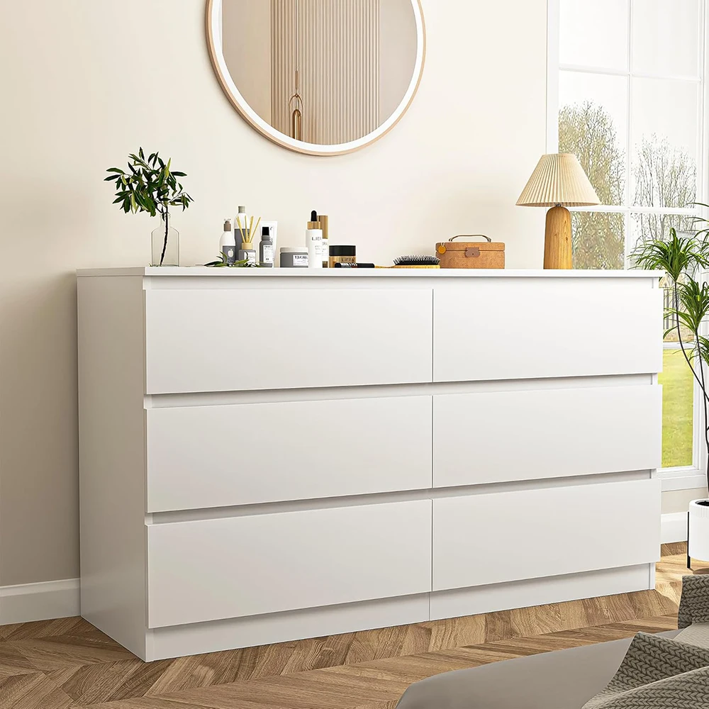 product nu deco luxury white 6 drawer modern double dresser with wide storage for bedroom-5