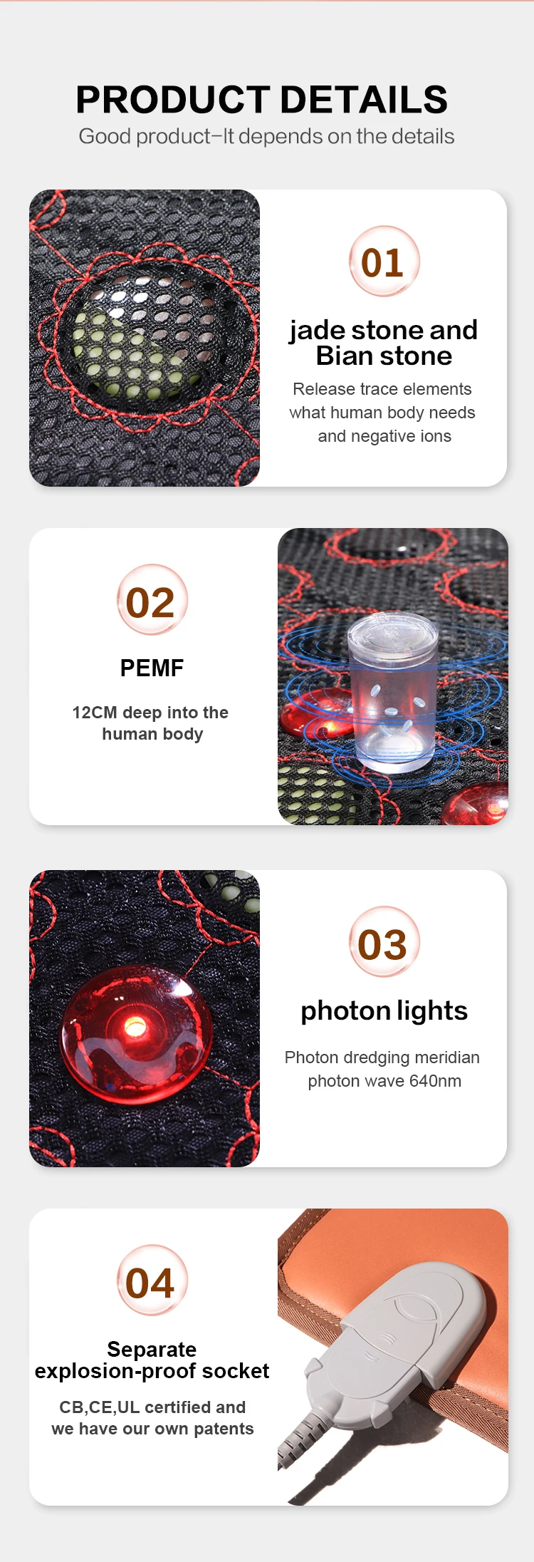 Wholesale Jade Mat Far Infrared Heating Mat Tourmaline Heat Therapy