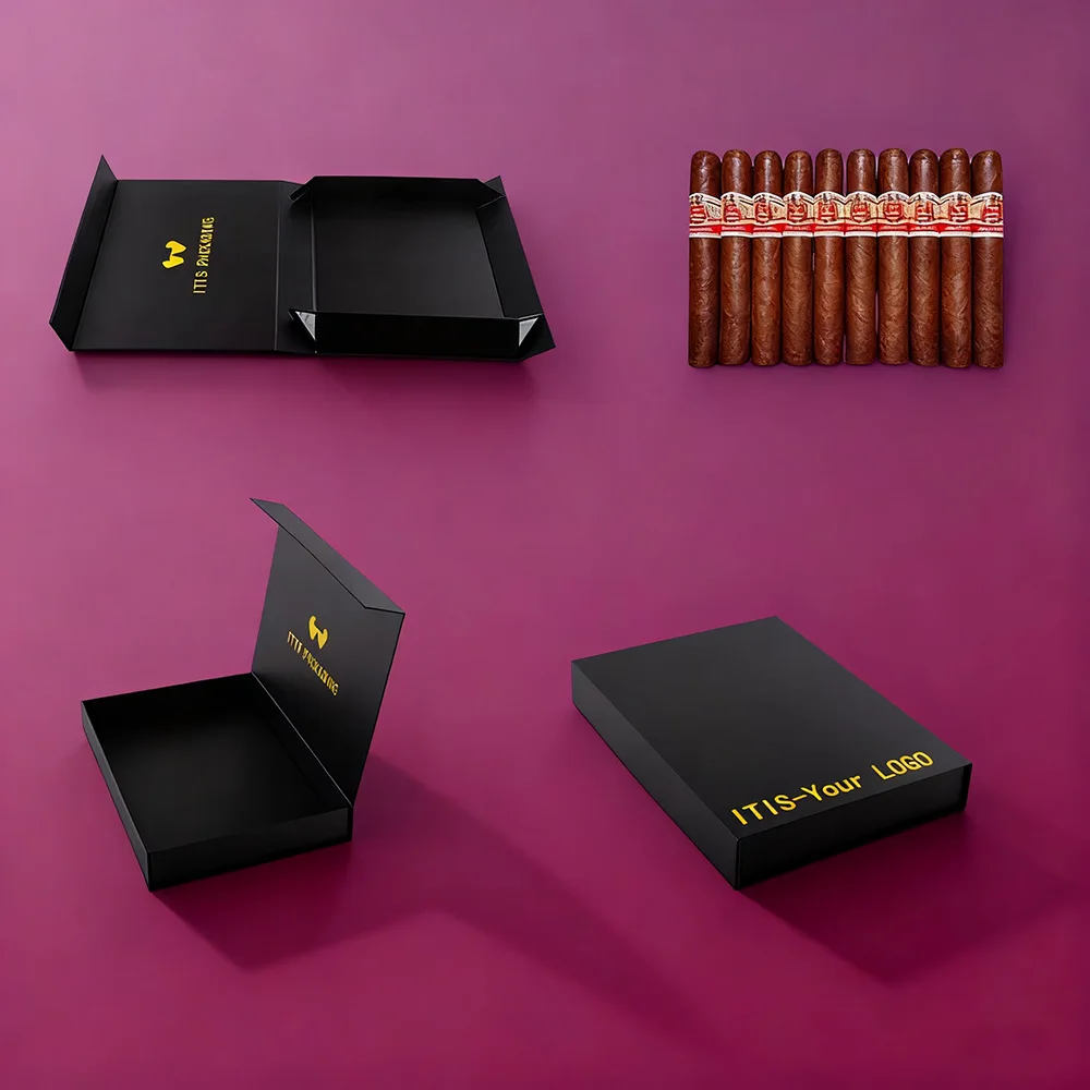Роскошный подарочный набор сигар | Печатная коробка-хьюмидор на заказ | Складная упаковка с магнитным замком