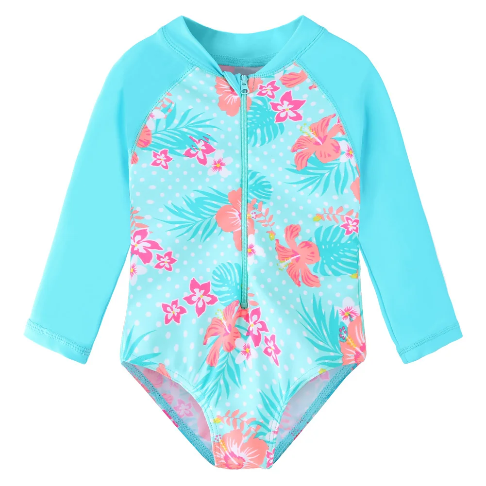 Long Sleeve Children Floral Swimwear