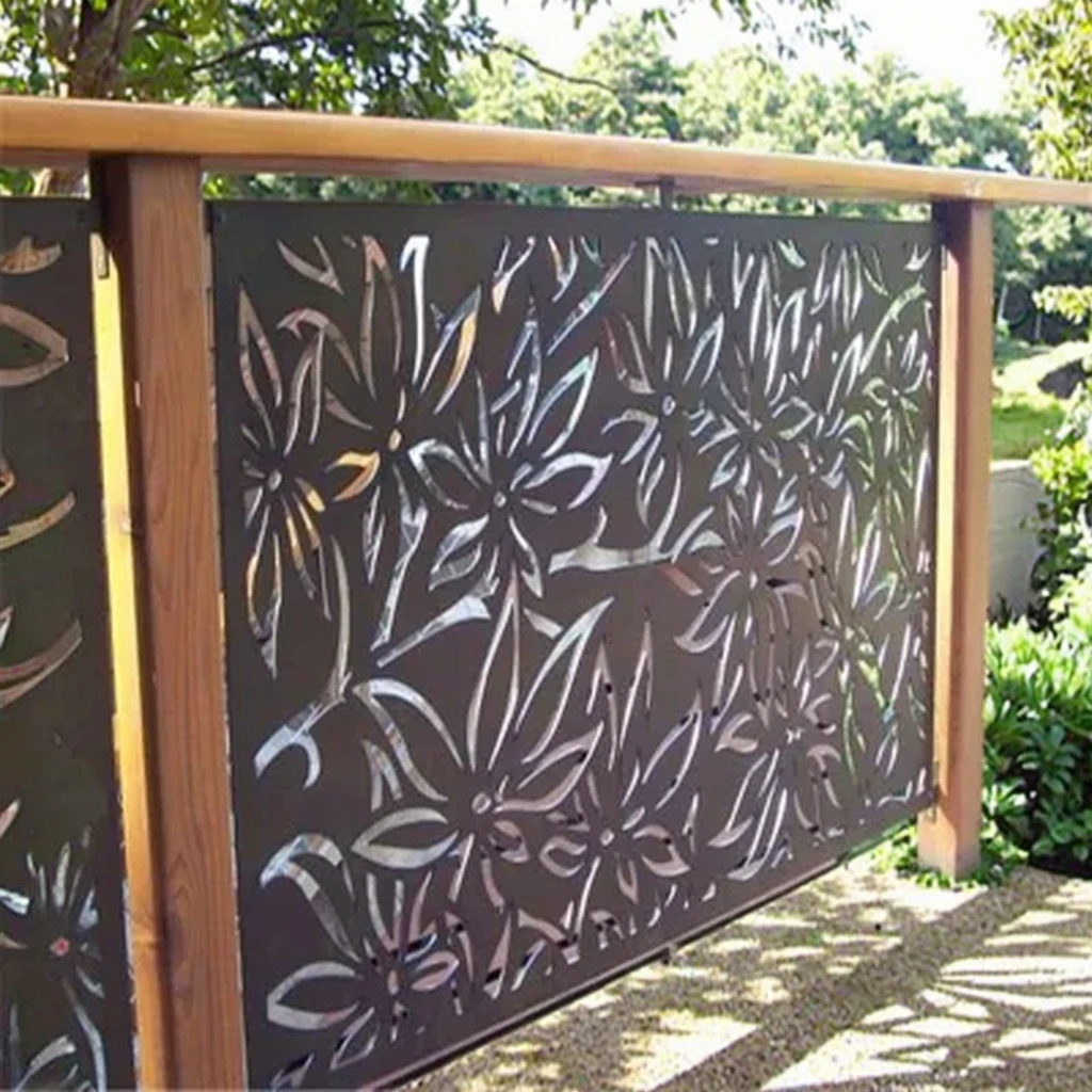 Customized CNC Bending Laser Cut Aluminum Privacy Fence Garden Balcony Decorative Metal PVC Coated Boards Trellis Gates Product