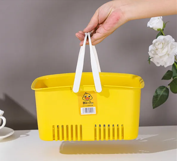 Amazon Hot Selling Plastic Hollow Shower Caddy Basket Yellow Colors