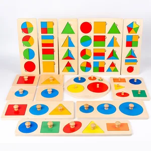 Custom Wooden Montessori Puzzles Set Educational Geometric Puzzle Game Hand Grasp Ability Education Toy for Toddlers