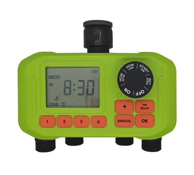 4-Zone Programmable AUTO Irrigation Faucet Timer Manual Rain Delay Sprinkler for Home Garden Lawn Yard with Plastic Material