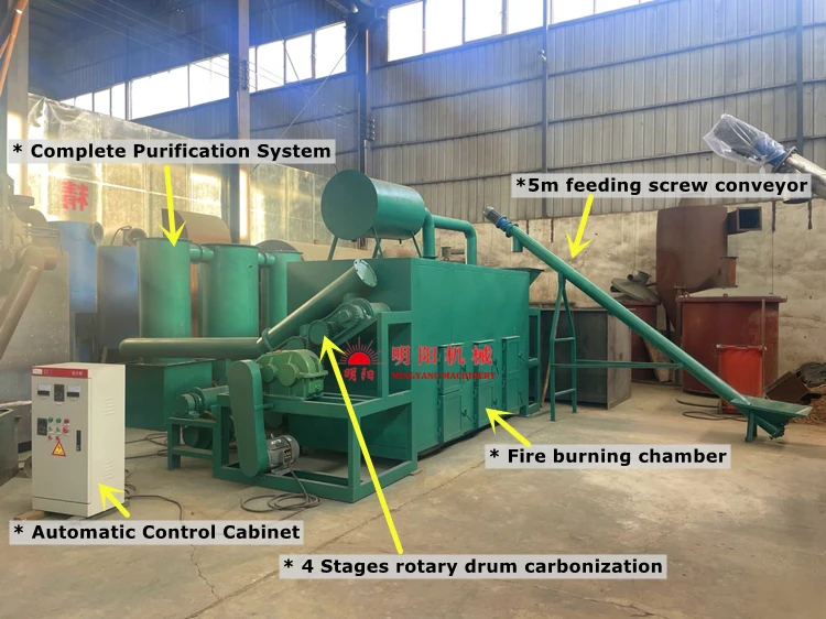 Fully Automatic Biomass Pyrolysis Production Line New Used Condition Industries Charcoal Machine Carbonization Motor Bearing