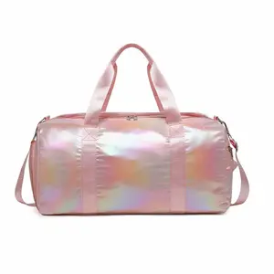 Eastshine  Shiny Pink Polyester Fibre Material Gym Bag Custom Logo Travel Duffel Bag
