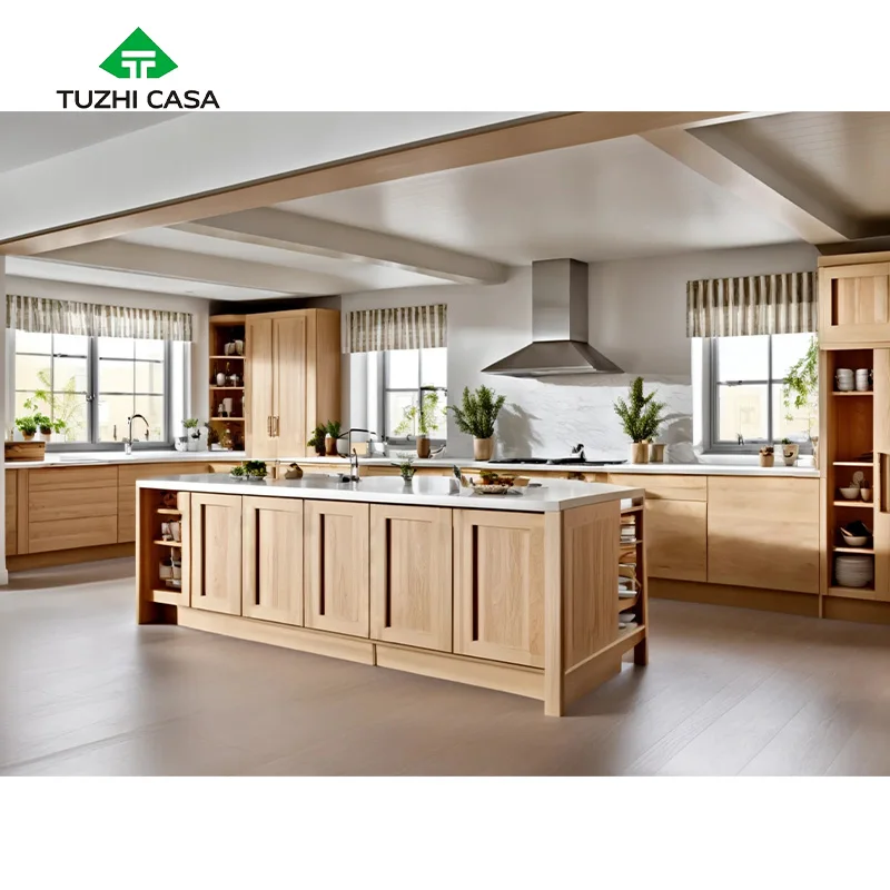 Tuzhi Casa 2024 Modular Shaker Kitchen Cabinet Furniture Oak Solid Wood ...