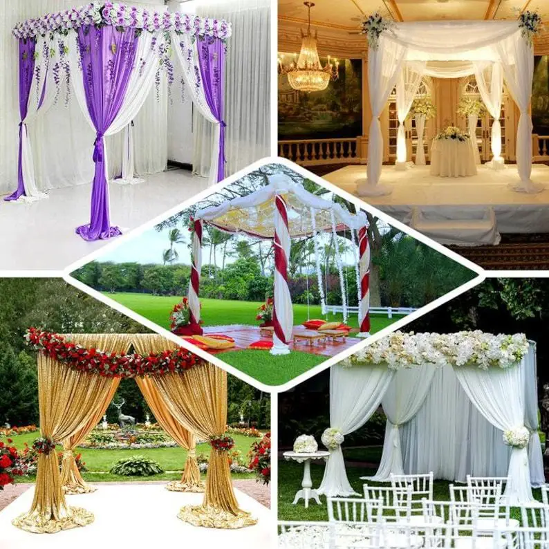 BJ230247 10FT Canopy Square Backdrop Frame Adjustable Pipe and Drape Backdrop Kit for Event Wedding Mandaps