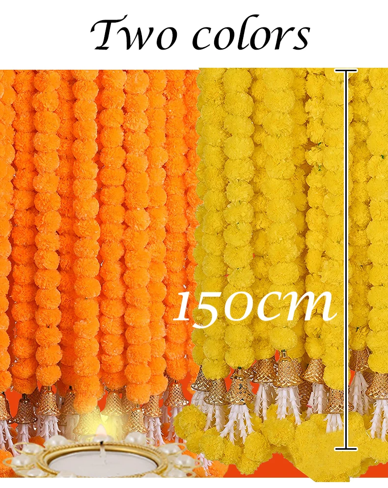 Artificial Marigold Flower Garland Handmade Artificial Marigold Mogra ...