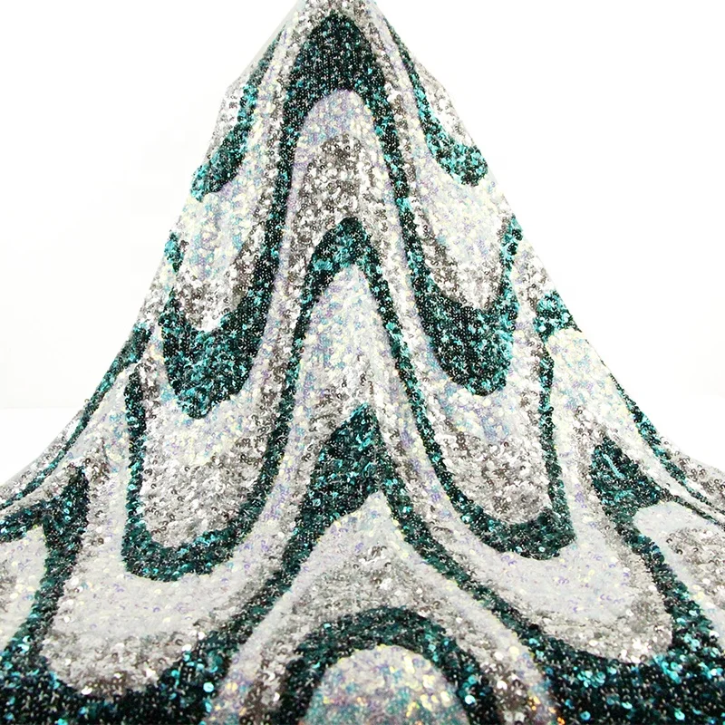 2021 Wholesale Beautiful Popular Wholesale French Paillette Double Tone Reversible Embroidered Lace Sequin Fabric For Wedding