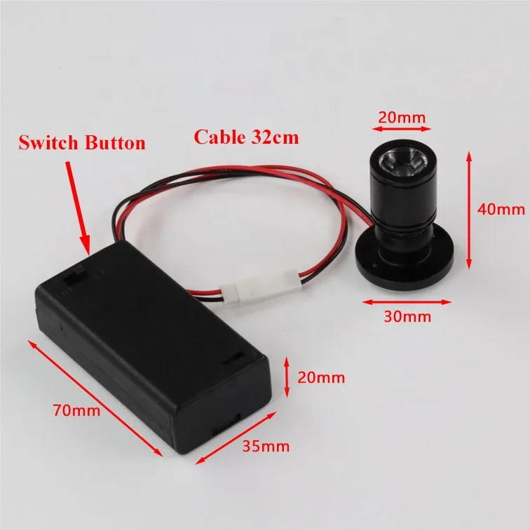 New AA Battery Operated Mini Led Spot Lamp 3V DIY 1W Cabinet Spotlight Warm White LED Downlight for Jewelry Show Display Counter