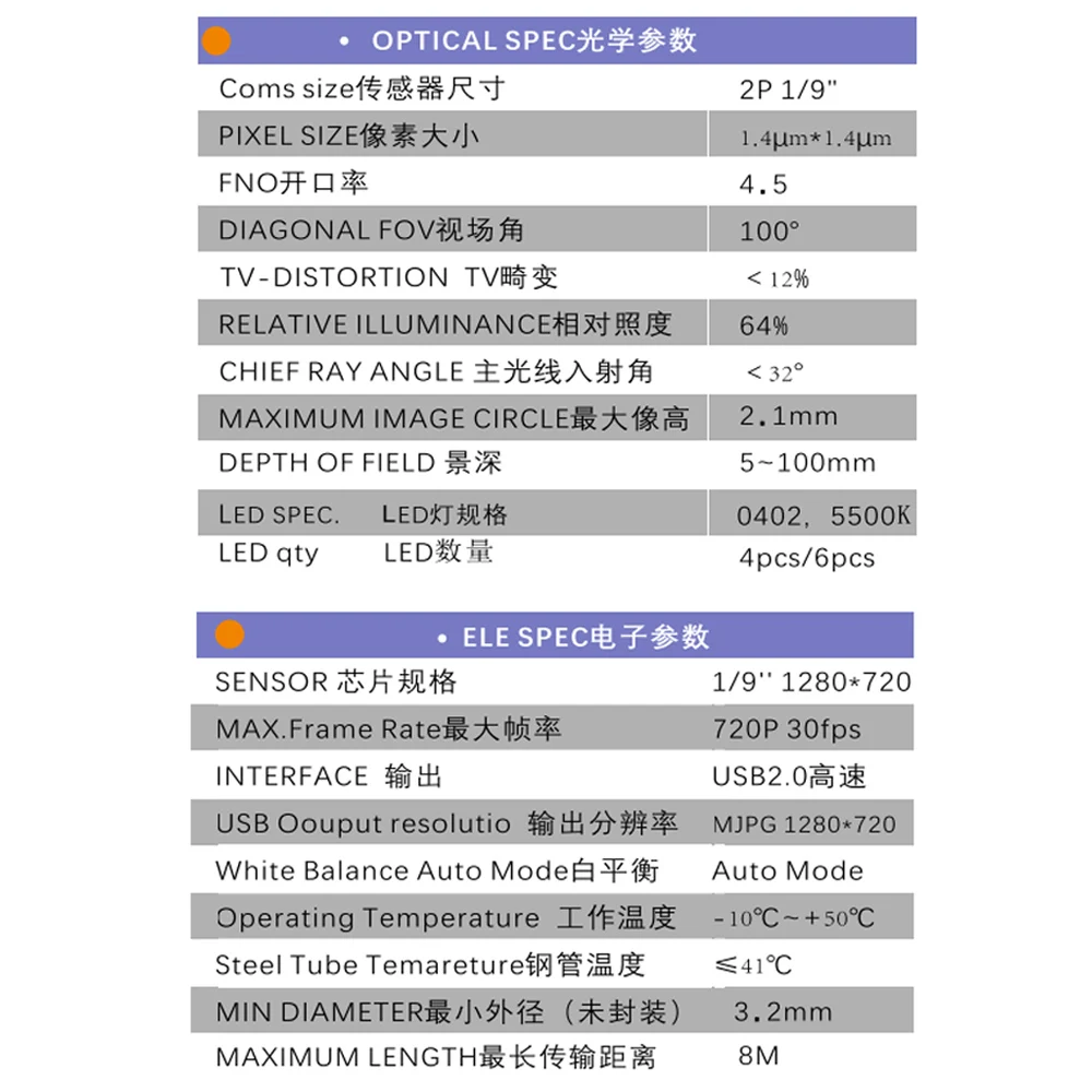 OV9734 with Led Light Module  Camera New 1080p Medical Endoscope Camera