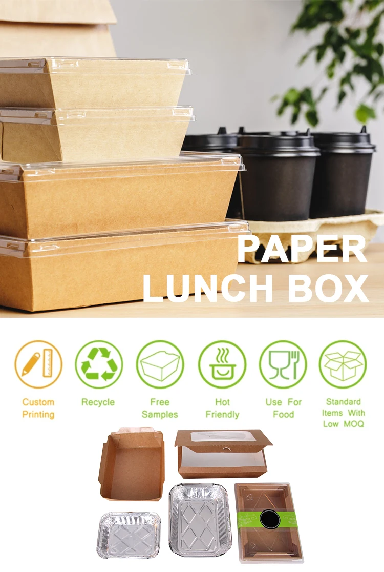 Eco Friendly Biodegradable Take Away Kraft Paper Lunch Bento Food ...