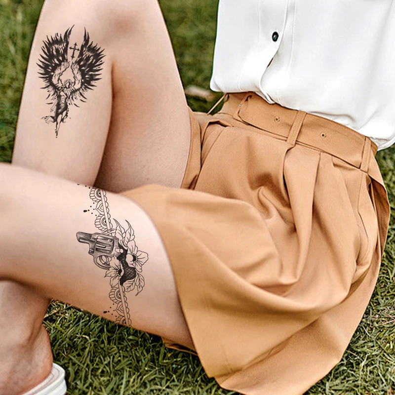 New Waterproof Semi-Permanent Lace Butterfly Pistol Chain Pattern Herbal Inspired Tattoo Stickers