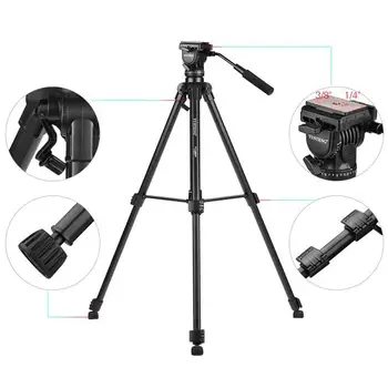 YUNTENG-VCT-880 Universal Pro Camera Tripod With Fluid Video Head for Professional Video Capture Tripod DSLR SLR Camera detail image