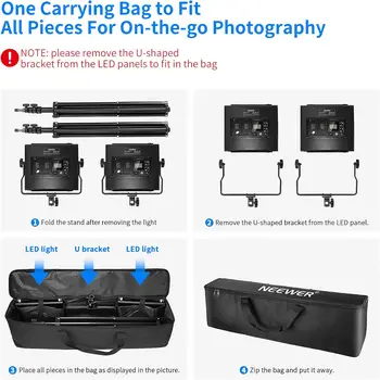 Neewer 2 Packs Advanced 2.4G 660 LED Video Light Photography Lighting Kit With Bag, Dimmable Bi-Color LED Panel With 2.4G detail image