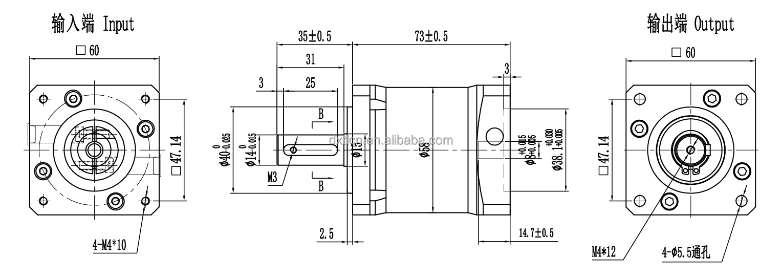SQUARE FLANGE 60mm DIAMETER STEPPER MOTOR PLANETARY GEARBOX DOUBLE STAGE PLANETARY REDUCER PLANETARY GEARS SPEED REDUCER details
