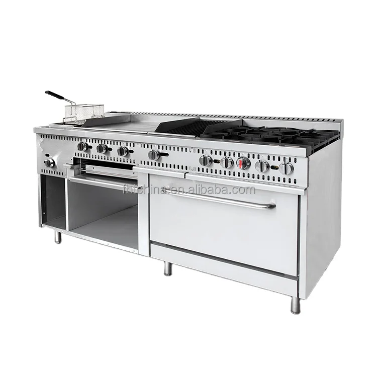 Restaurant Cooking Equipment 72" Commercial Gas range 4 burner & Griddle/Salamander &Gharbroiler and Fryer