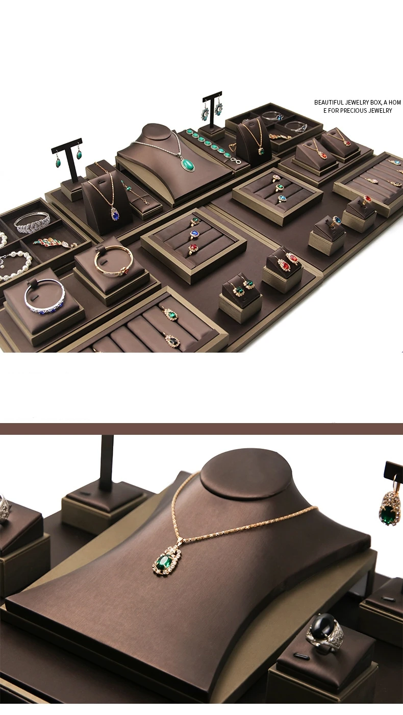 Luxury Brushed Pu Jewelry Display Case Set Jewelry Tray Jewelry Display
