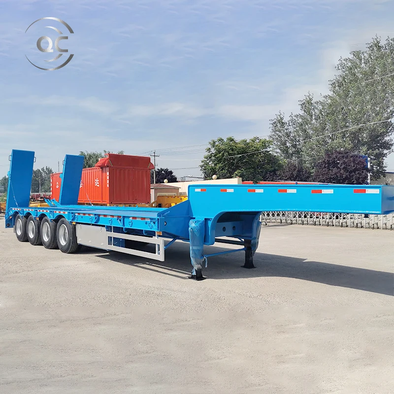 3 4 Axles Extendable Gooseneck Lowboy Semi Trailer 40-120ton Hydraulic Flat Bed Loader Platform Drop Deck Lowbed Truck Trailer
