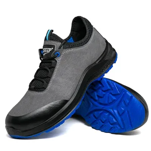 European Standard Ultra-Fiber Leather Casual Safety Shoes Anti-Scratch Steel Toe Anti-Puncture Rubber Sole Lace-Up Factories