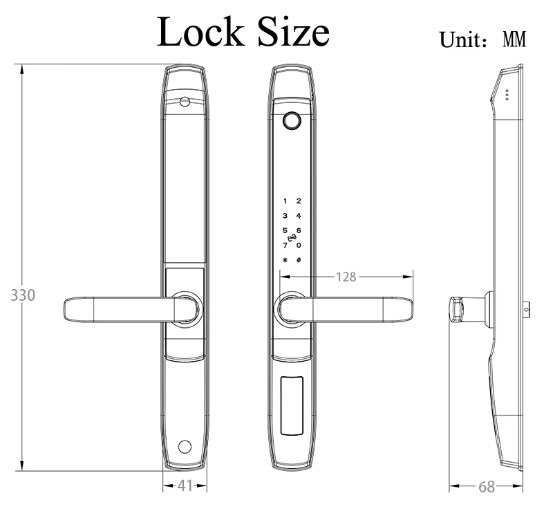 Aluminum Door Lock Mechanism Fingerprint Steel Aluminum Security Entry